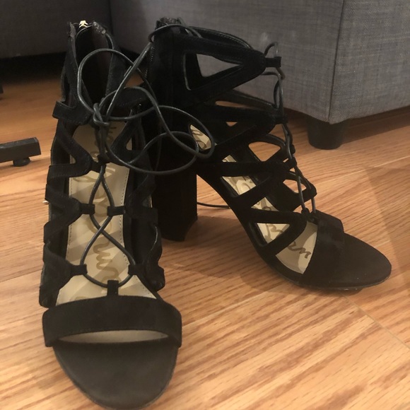 Sam Edelman Suede Lace-up Block Heel - Picture 2 of 6